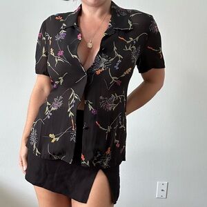 Vintage floral button down blouse